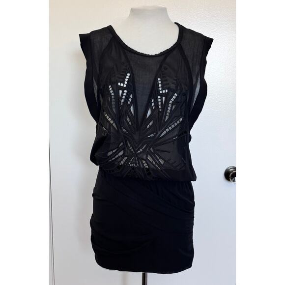 IRO Brady Sheer Silk Mini Dress in Black Size 40 (6 US) - Picture 3 of 8